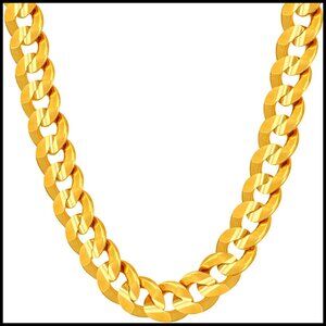 Gold Cuban Link Chain Necklace Classic Elegant Minimal Men's Jewelry Durable